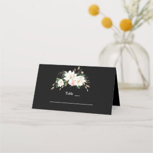 Tarjeta De Asiento Magnolia Blanca Oro Boda Negro Número de tabla