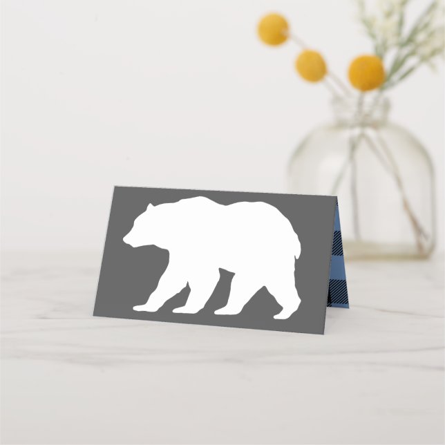 Tarjeta De Asiento Mama Bear Baby Shower Woodland Lodge Boy Blue (Anverso)