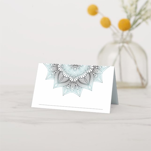 Tarjeta De Asiento Mandala Lace Boda Lt. Blue ID968 (Anverso)