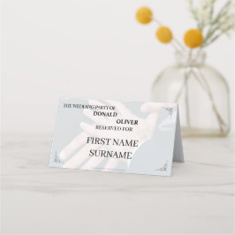 Tarjeta De Asiento Manos de una pareja Boda gay con anillos