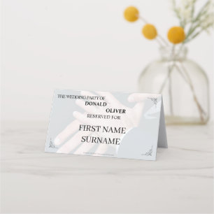 Tarjeta De Asiento Manos de una pareja Boda gay con anillos