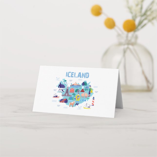 Tarjeta De Asiento Mapa de Islandia (Anverso)