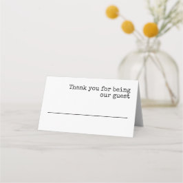 Tarjeta De Asiento Máquina de escribir simple Boda de tipografía Mini