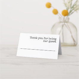 Tarjeta De Asiento Máquina de escribir simple Boda de tipografía Mini
