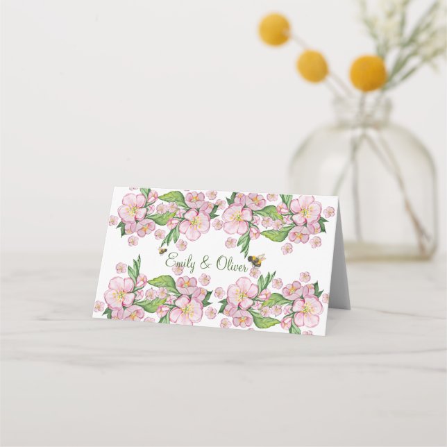 Tarjeta De Asiento Maravillosas acuarelas de manzanas y е (Anverso)