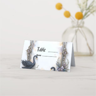 Tarjeta De Asiento Marco de Boda del Cisne Negro – Amor Romántico Gót