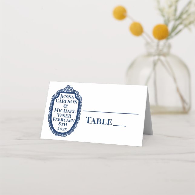 Tarjeta De Asiento Marco de imagen azul eduardiano (Anverso)