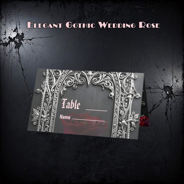 Tarjeta De Asiento Marco de Rosa de Boda Gótica Elegante (Subido por el creador)