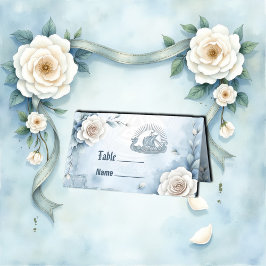 Tarjeta De Asiento Marco floral con Rosas y diseño celta.