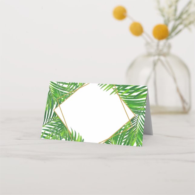 Tarjeta De Asiento Marco geométrico de la hoja de palmera tropical mo (Anverso)