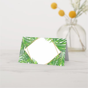 Tarjeta De Asiento Marco geométrico de la hoja de palmera tropical mo