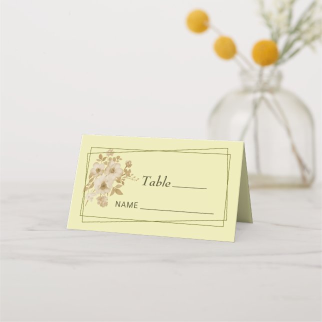 Tarjeta De Asiento Marco Rosa - Boda amarillo celestial (Anverso)