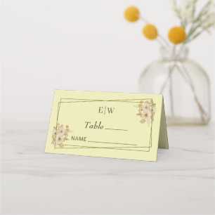 Tarjeta De Asiento Marco Rosa - Boda amarillo celestial monograma