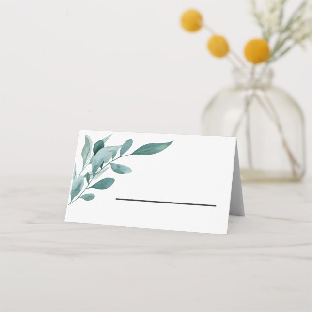 Tarjeta De Asiento Marco verde Eucalipto Blanco azul verde negro (Anverso)