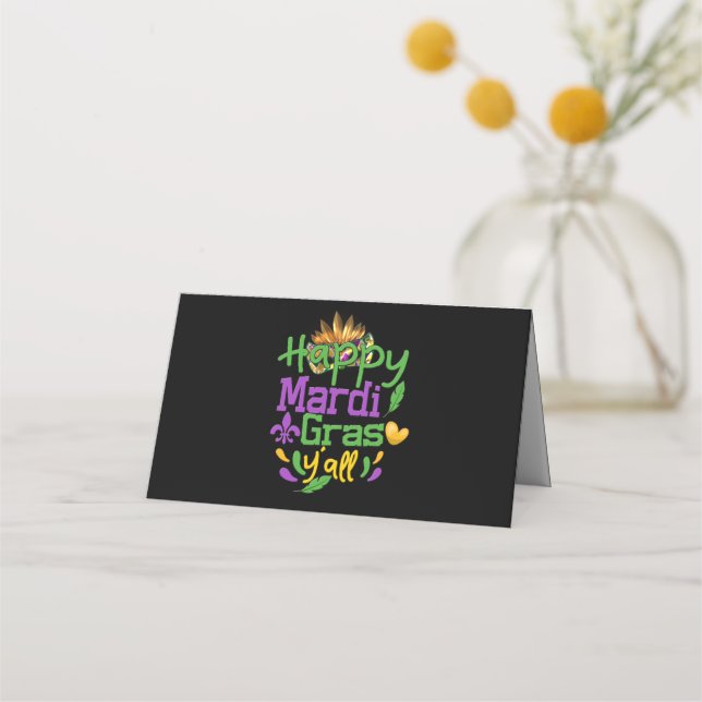 Tarjeta De Asiento Mardi Gras - Feliz Mardi Gras Y'all Throw (Anverso)