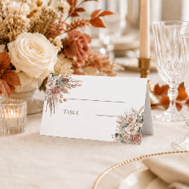 Tarjeta De Asiento Marfil taupe verde salvia florales pampas boho