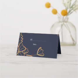 Tarjeta De Asiento Marina y floral dorada