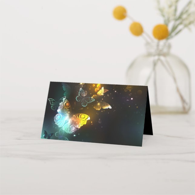 Tarjeta De Asiento Mariposa luminosa y mariposas nocturnas (Anverso)