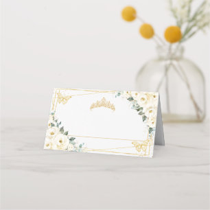 Tarjeta De Asiento Mariposas Florales Blancas Quinceañera Cumpleaños