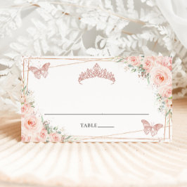 Tarjeta De Asiento Mariposas Florales de Rubor Quinceanera 16º cumple