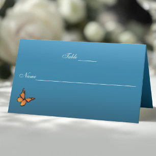Tarjeta De Asiento Mariposas monarcas Azul Ombre