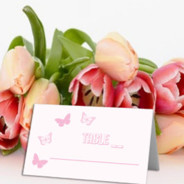 Tarjeta De Asiento Mariposas rosadas Quinceanera