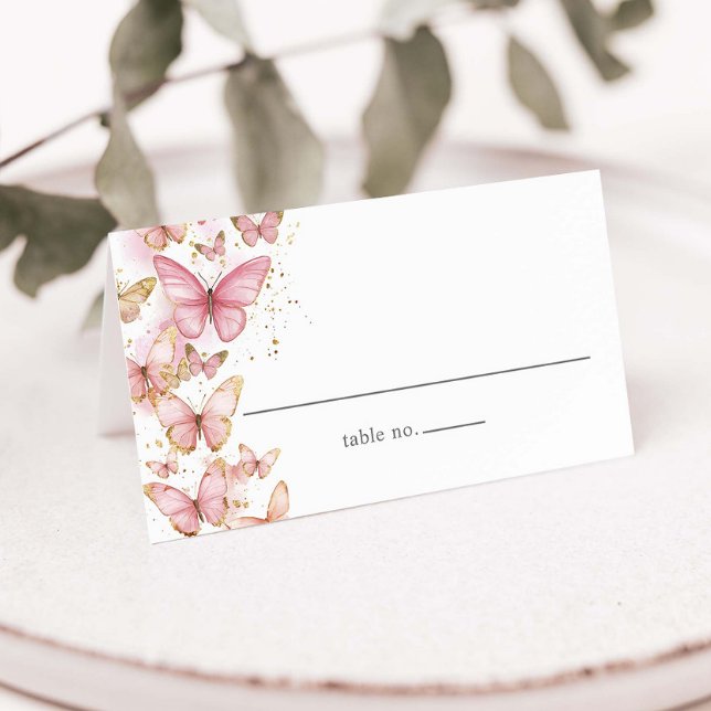 Tarjeta De Asiento Mariposas rosas bonitos Dulces 16 Quince cumpleaño (Subido por el creador)