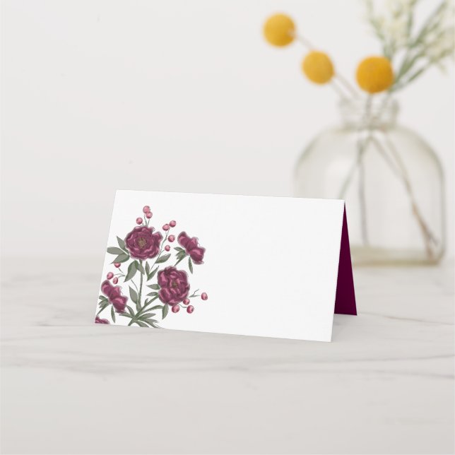 Tarjeta De Asiento Maroon Rose Wedding (Anverso)