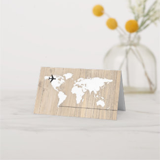 Tarjeta De Asiento Marque place mariage fond bois
