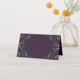 Tarjeta De Asiento Marrón oscuro morado floral elegante de boda