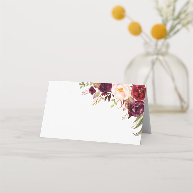 Tarjeta De Asiento Marsala Burgundy Place Cards (Anverso)