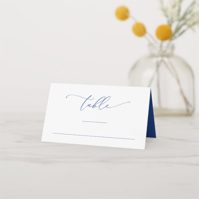 Tarjeta De Asiento Marsella Bleu y número de tabla de Bodas blancos (Anverso)