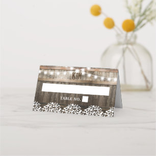 Tarjeta De Asiento Matrimonio rústico Boda de cadena de luces