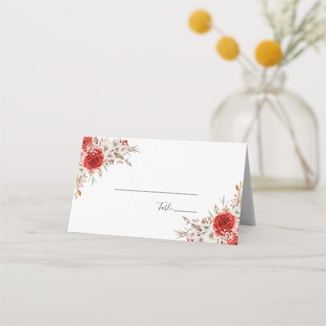 Tarjeta De Asiento Matrimonio rústico-Rosa-rural (Reverso)