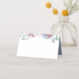 Tarjeta De Asiento Mauve Dusty Blue Floral Elegante Boda romántico