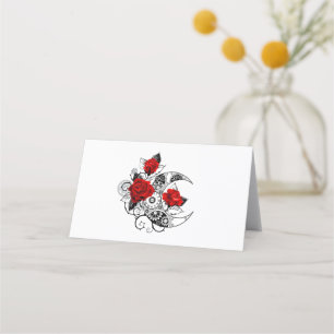 Tarjeta De Asiento Media luna mecánica con rosas rojas