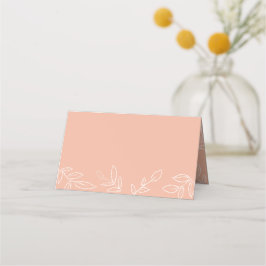 Tarjeta De Asiento Melon Pink Elegant Leaves Pattern Boda