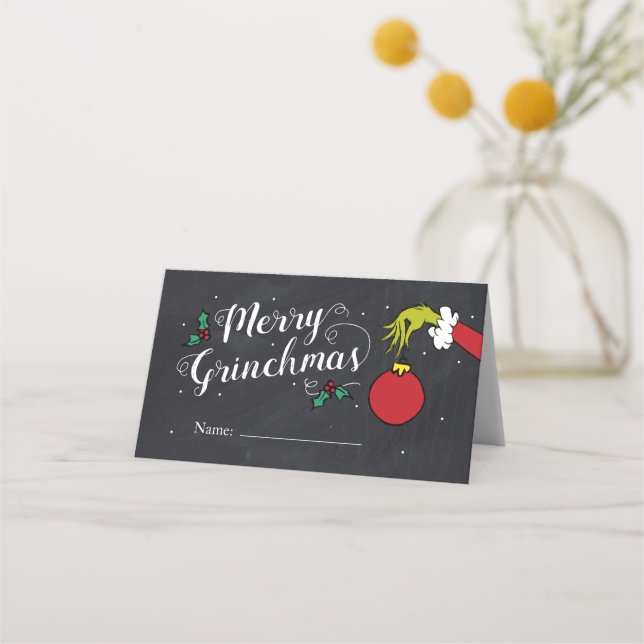 Tarjeta De Asiento Merry Grinchmas | Fiesta de Grinch (Anverso)