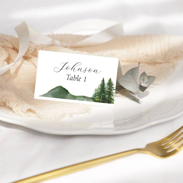 Tarjeta De Asiento Mesa Boda de pinos de bosques de montaña rusa (Subido por el creador)