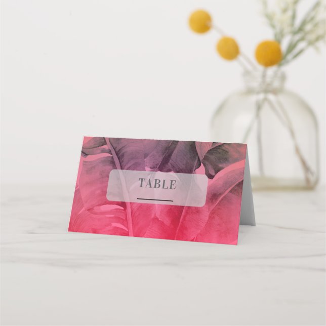 Tarjeta De Asiento Mesa Boda Luau de verano tropical caliente rosa (Anverso)
