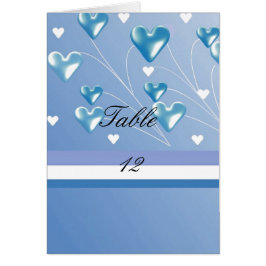 Tarjeta de Asiento Mesa Corazones Azules