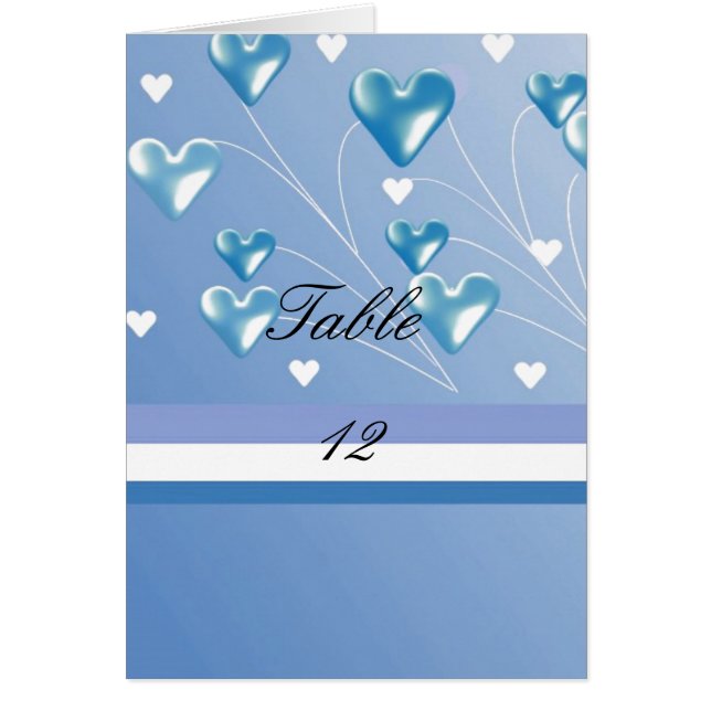 Tarjeta de Asiento Mesa Corazones Azules (Frente)