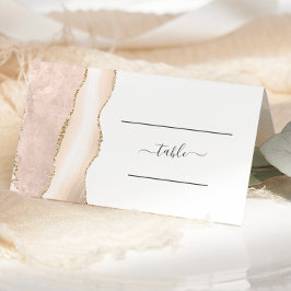 Tarjeta De Asiento Mesa de Boda Chic Marfil Oro Ágata