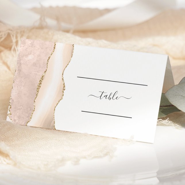 Tarjeta De Asiento Mesa de Boda Chic Marfil Oro Ágata (Subido por el creador)