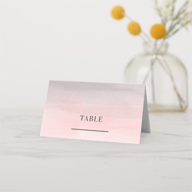 Tarjeta De Asiento Mesa de boda de acuarela moderna gris rosa sonroja (Anverso)