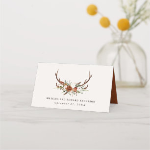 Tarjeta De Asiento Mesa de boda de moda botánica de granja rústica