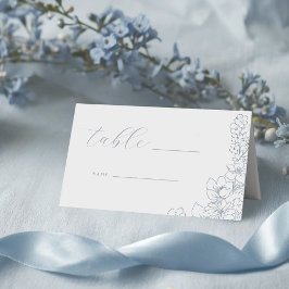 Tarjeta De Asiento Mesa de boda floral azul delicada