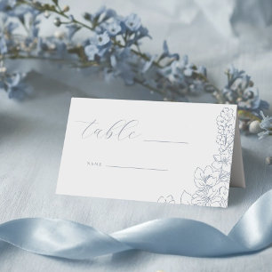 Tarjeta De Asiento Mesa de boda floral azul delicada