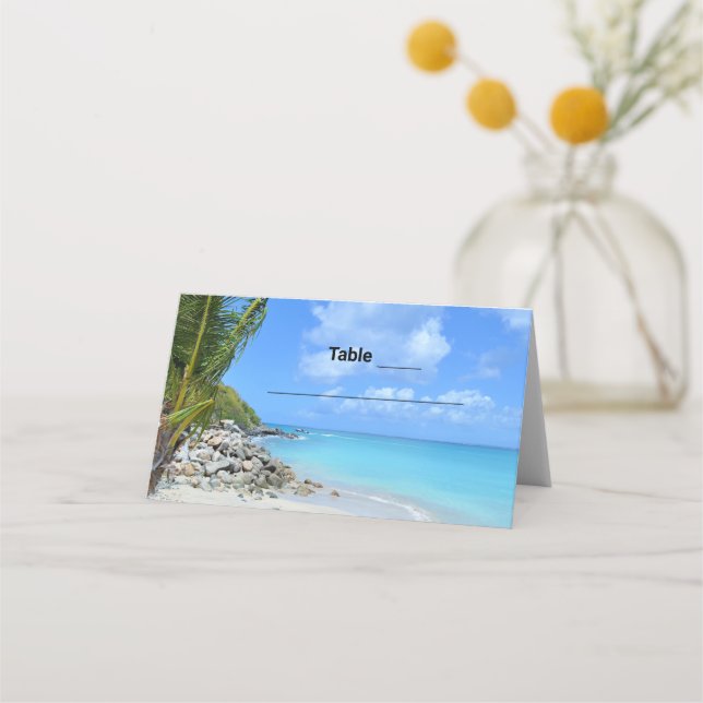 Tarjeta De Asiento Mesa de boda tropical turquesa hermosa (Anverso)