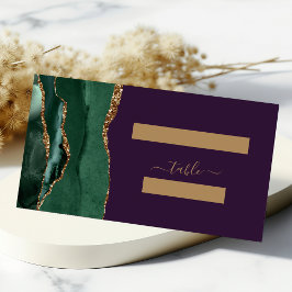 Tarjeta De Asiento Mesa de Boda Verde Esmeralda Oro Ágata Púrpura